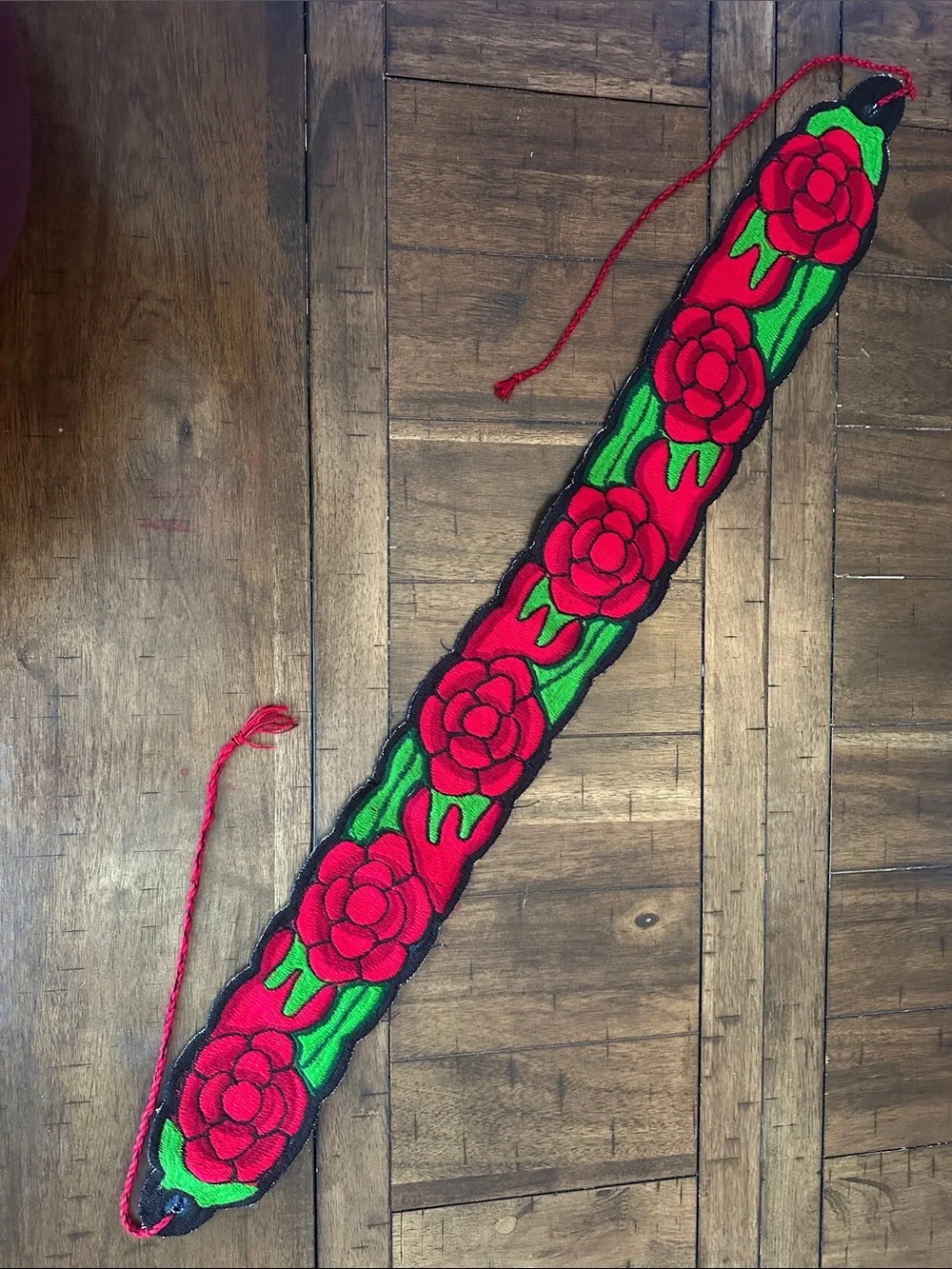 RED  Embroidered Floral Mexican Belt ONE SIZE